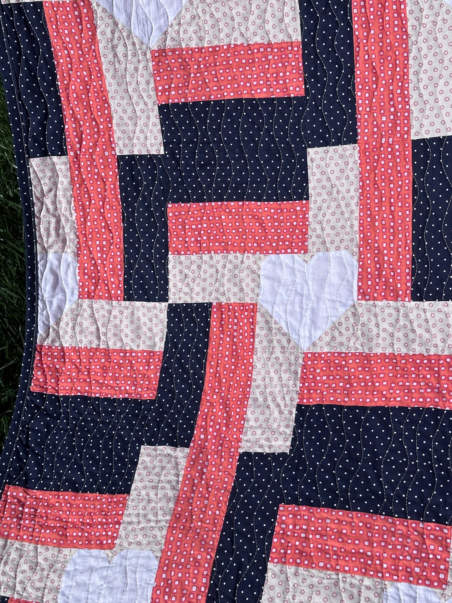 Windmill Hearts Dots Quilt - Child