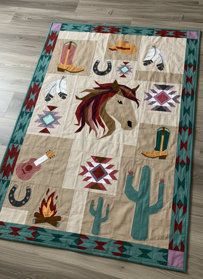 Stitchin' in the Southwest Quilt Kit - Colorway #1 (Horse block option)