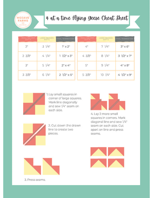 4-at-a-Time Flying Geese Cheat Sheet- FREE PDF Download