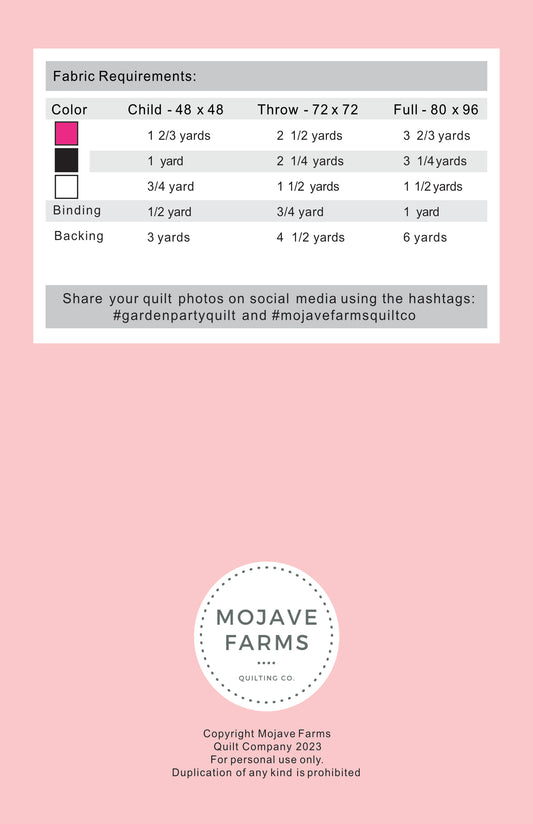 Garden Party Quilt Pattern - Paper