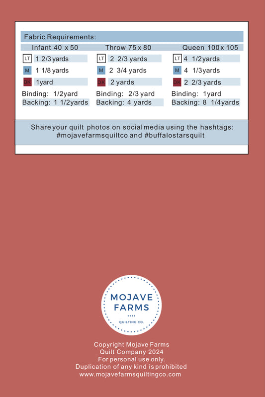 Buffalo Stars Quilt Pattern - Paper