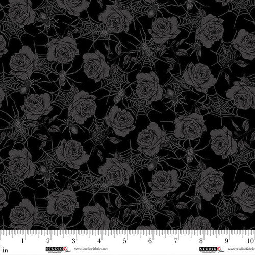 Rose and Spider Toss Black - Studio E