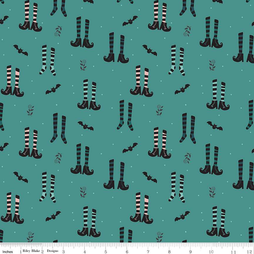 Witches Socks Light Teal - Riley Blake Designs