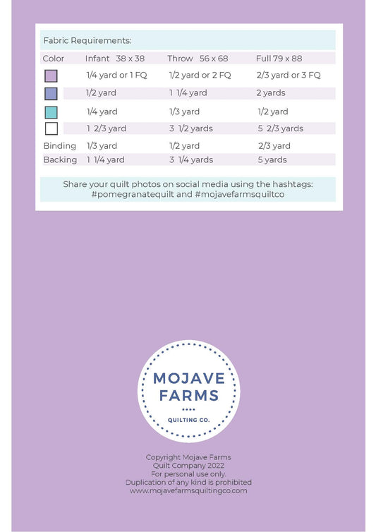 Pomegranate Quilt Pattern - Paper