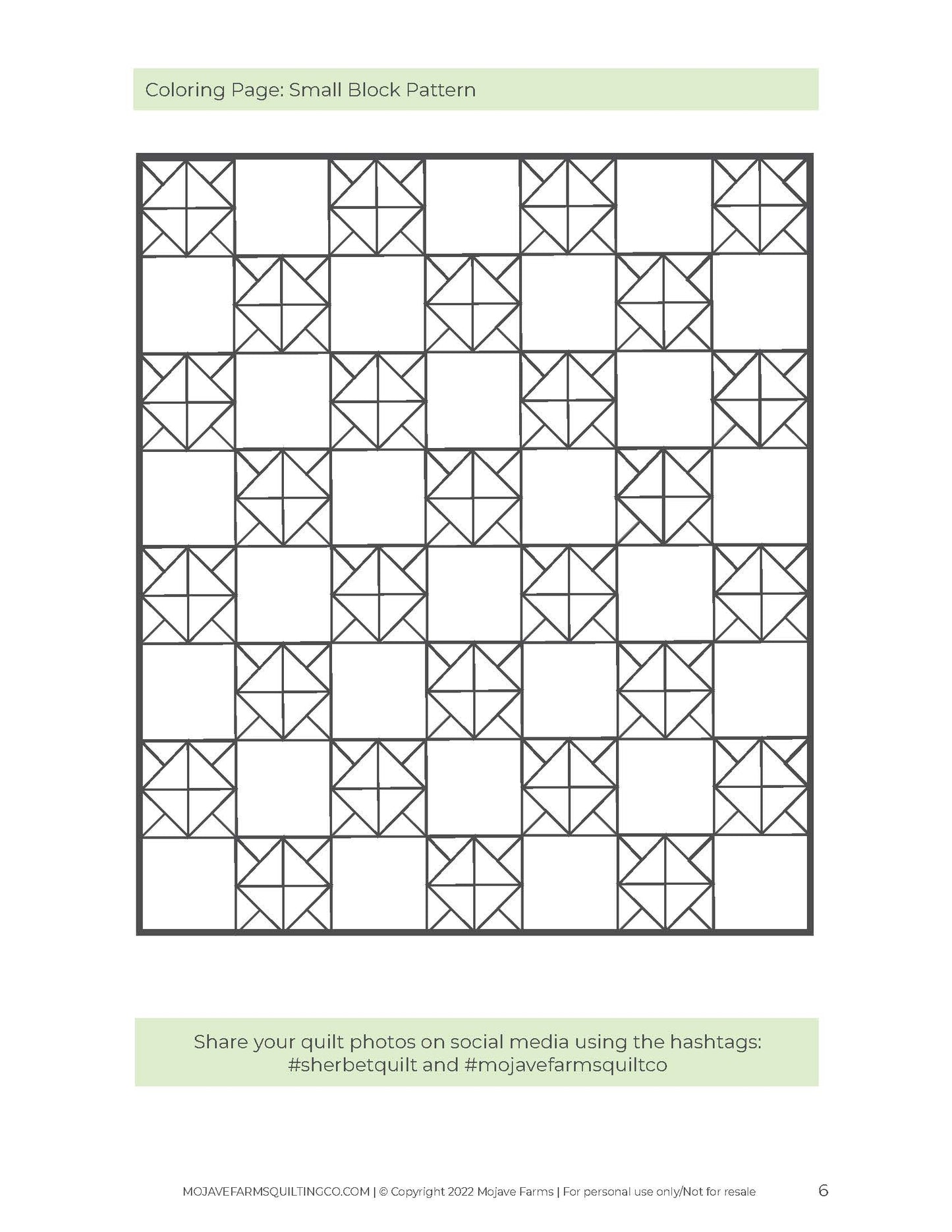 Sherbet Quilt Coloring Page (Small Block)