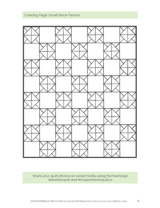 Sherbet Quilt Coloring Page (Small Block)