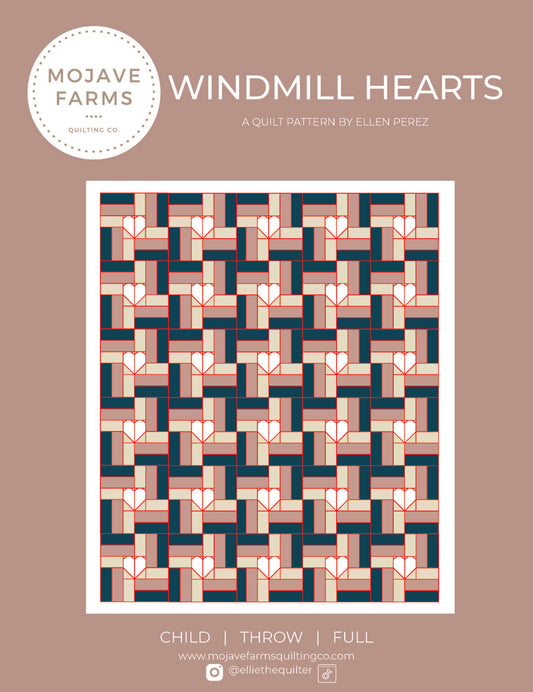 Windmill Hearts Quilt Pattern- PDF Download