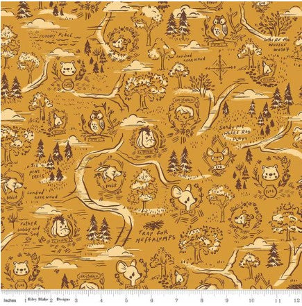 100 Aker Woods Map Gold - Riley Blake Designs