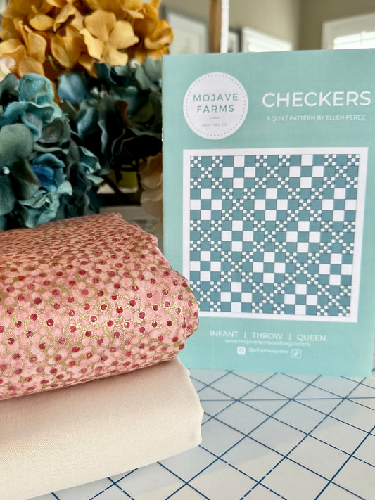 Checkers Quilt Kit - Pink Water Droplets