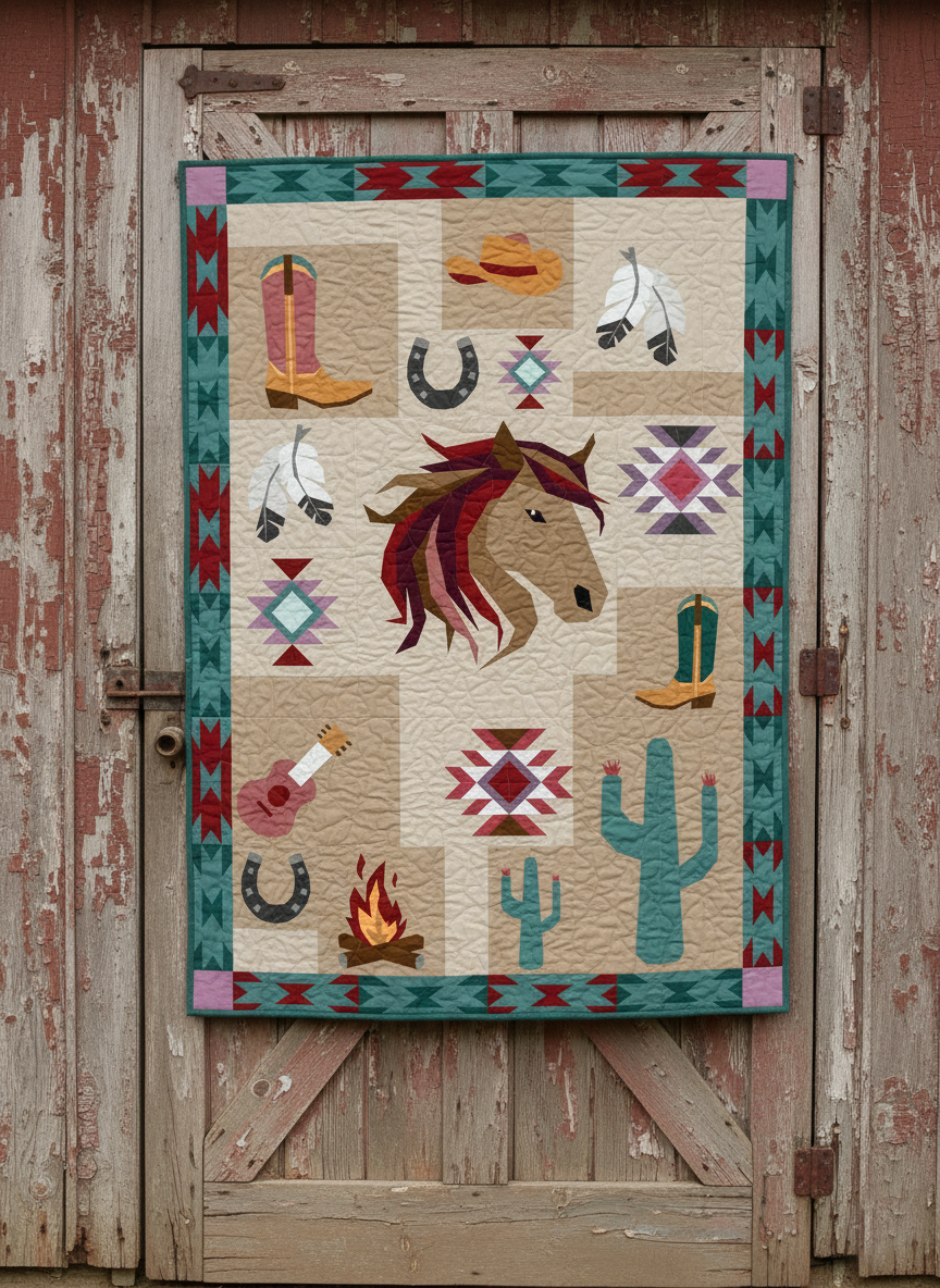 Stitchin' in the Southwest Quilt Kit - Colorway #1 (Horse block option)