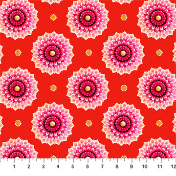 Dahlias Red - Figo Fabrics