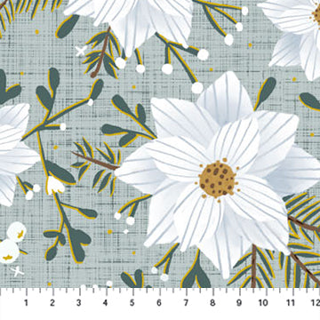 Winter Flower Mint - Figo Fabrics