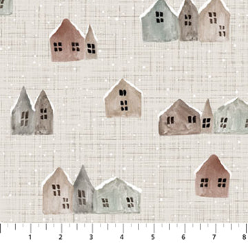 Houses Taupe - Figo Fabrics