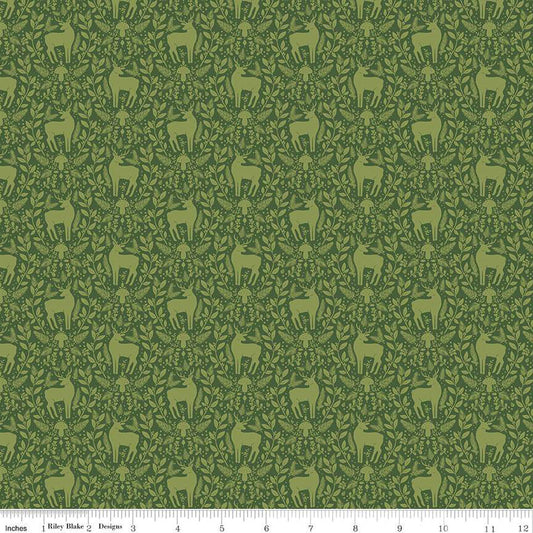 Deer Damask Green - Riley Blake Designs