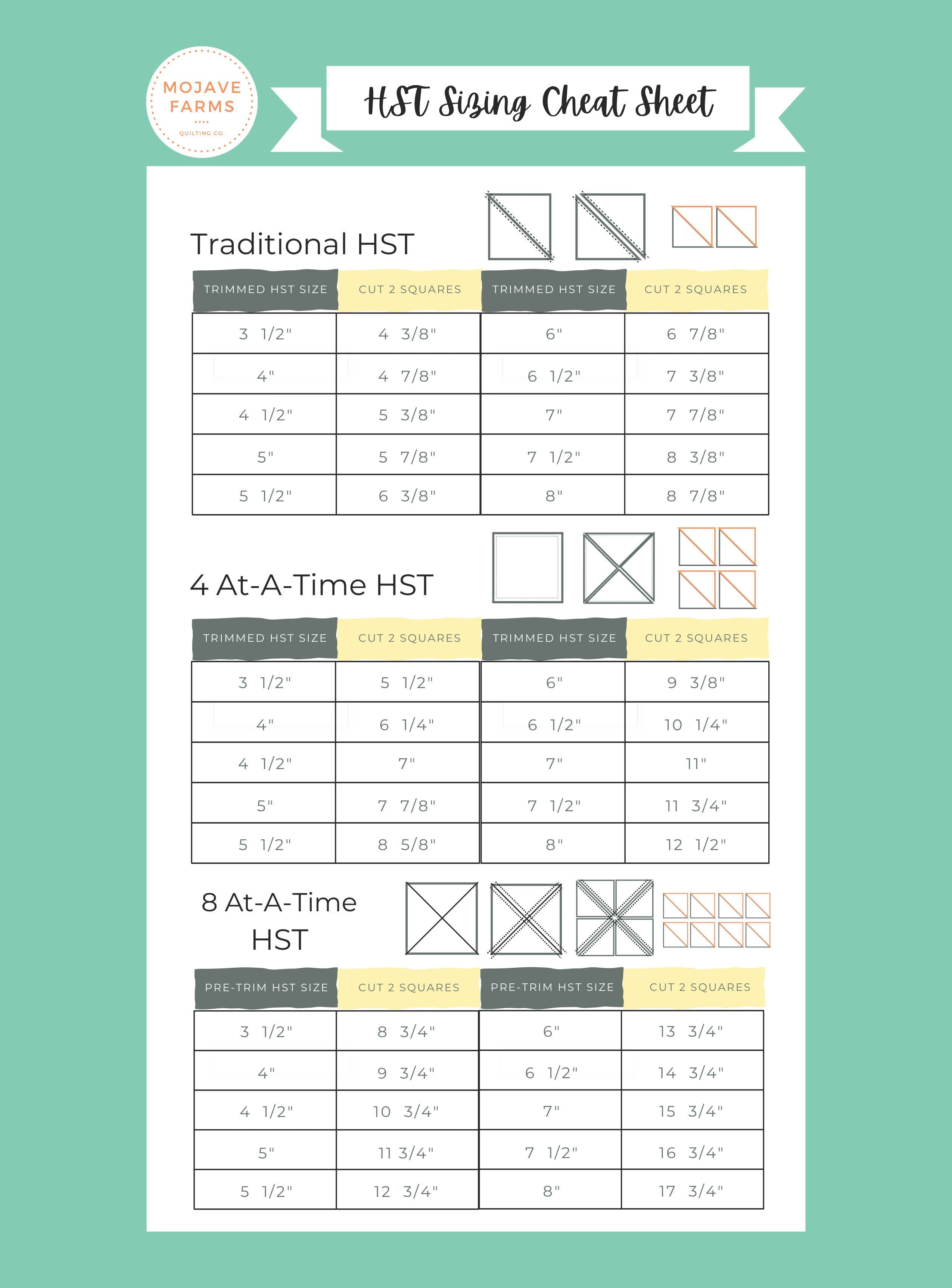 Half Square Triangle Sizing Cheat Sheet FREE PDF Download MOJAVE Half square triangle sizing cheat sheet free pdf download mojave