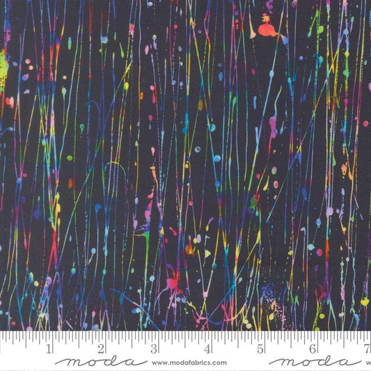 Dripping Paint Stripes Watercolor Midnight Rain - Moda