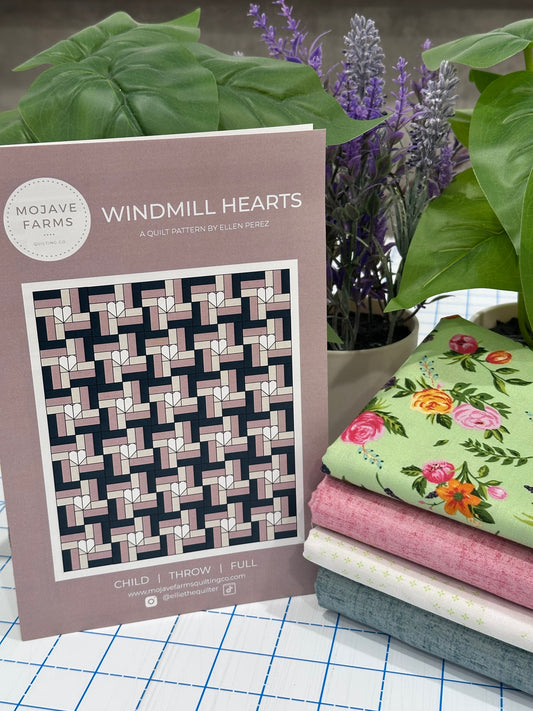 Windmill Hearts Quilt Kit - Floral
