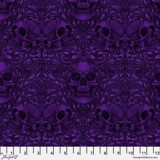 Skull Damask Purple - Free Spirit