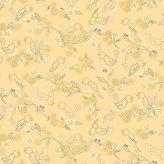 Birds Yellow - Marcus Fabrics