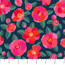 Camellia Navy - Figo Fabrics