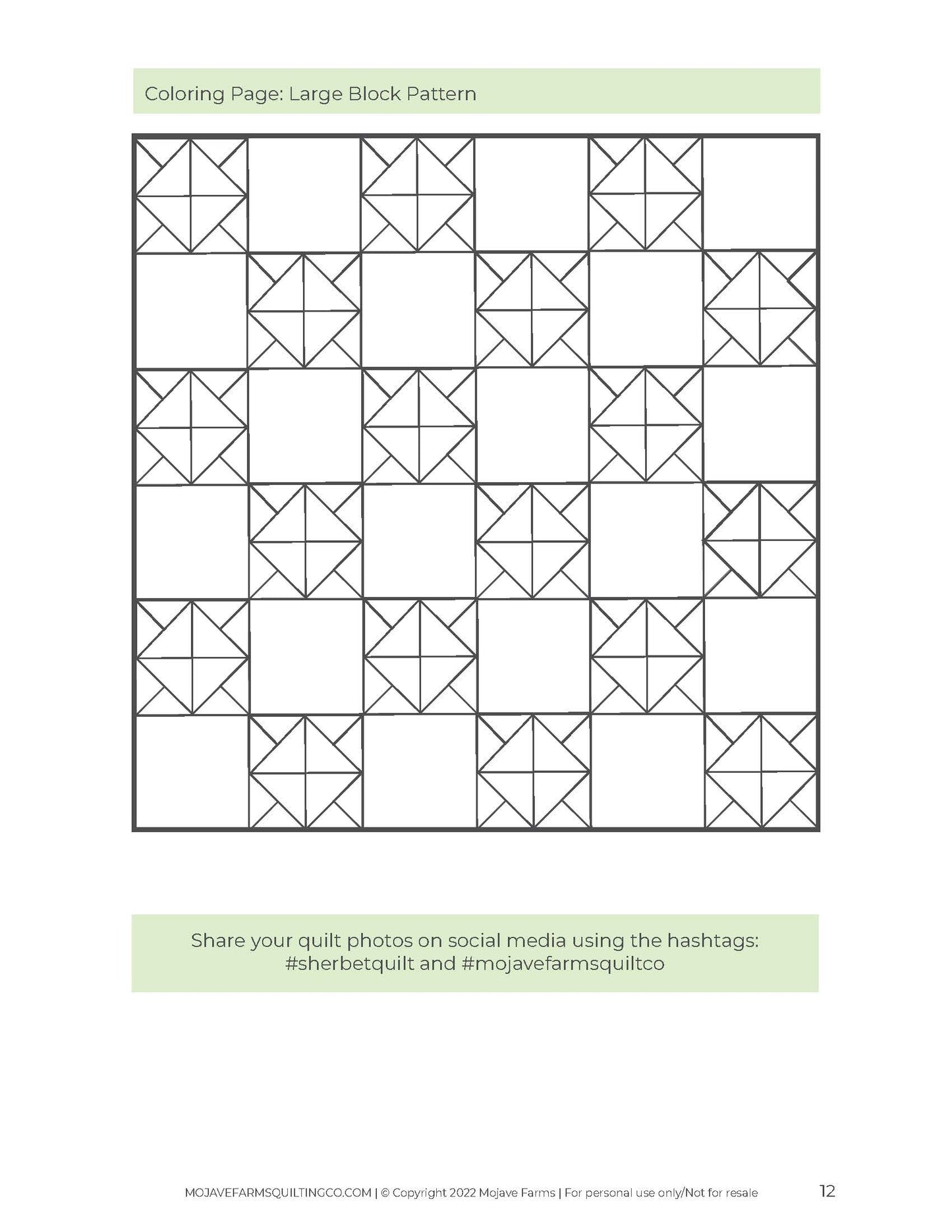 Sherbet Quilt Coloring Page (Large Block)