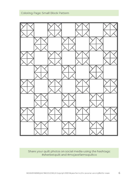 Sherbet Quilt Coloring Page (Small Block)